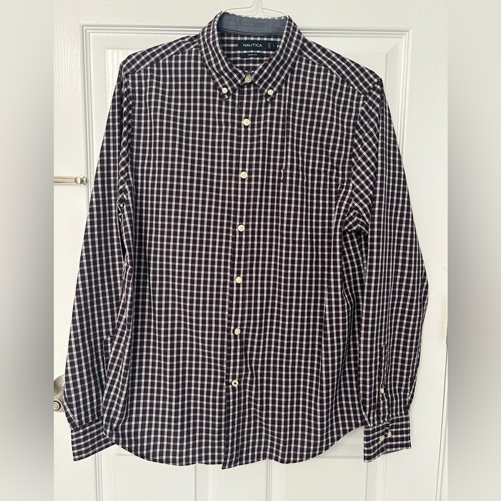 Men’s Nautica Long Sleeve Slim Fit Dress Shirt size large